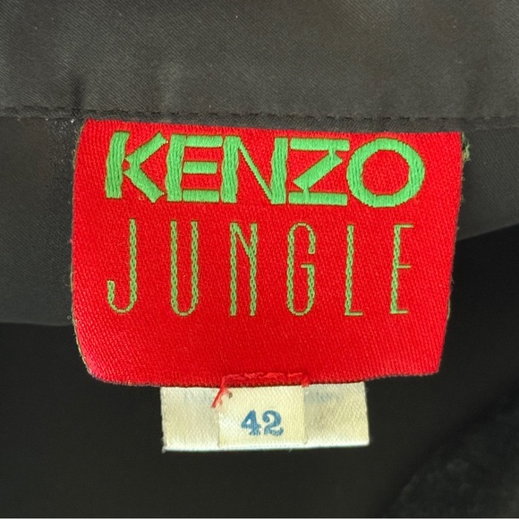 VTG Kenzo jungle black satin button down shirt blouse size 42 Large - Picture 6 of 7